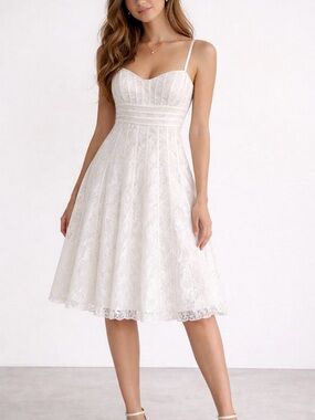 JS Collections Ivory Floral Lace Cocktail Dress